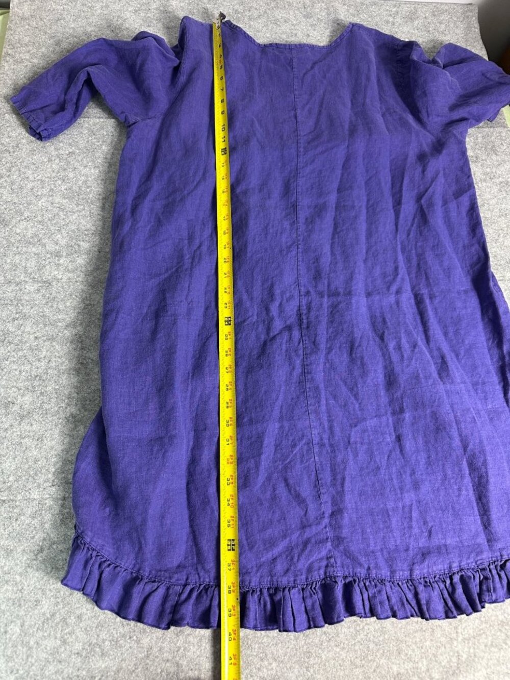 Bryn Walker 100% Linen Purple Ruffle Hem Tunic Dress Large Lagenlook - Picture 14 of 16